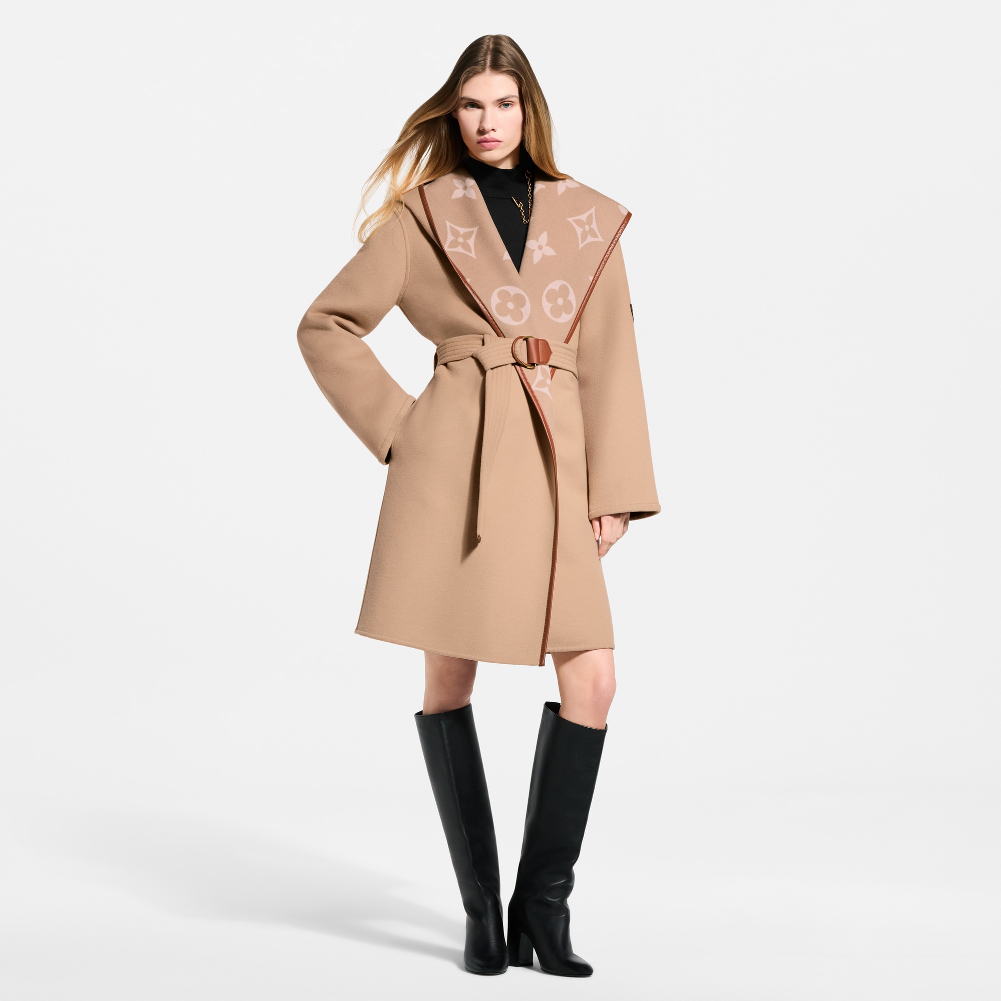 Belted Double Face Hooded Wrap Coat - Ready-to-Wear | LOUIS VUITTON
